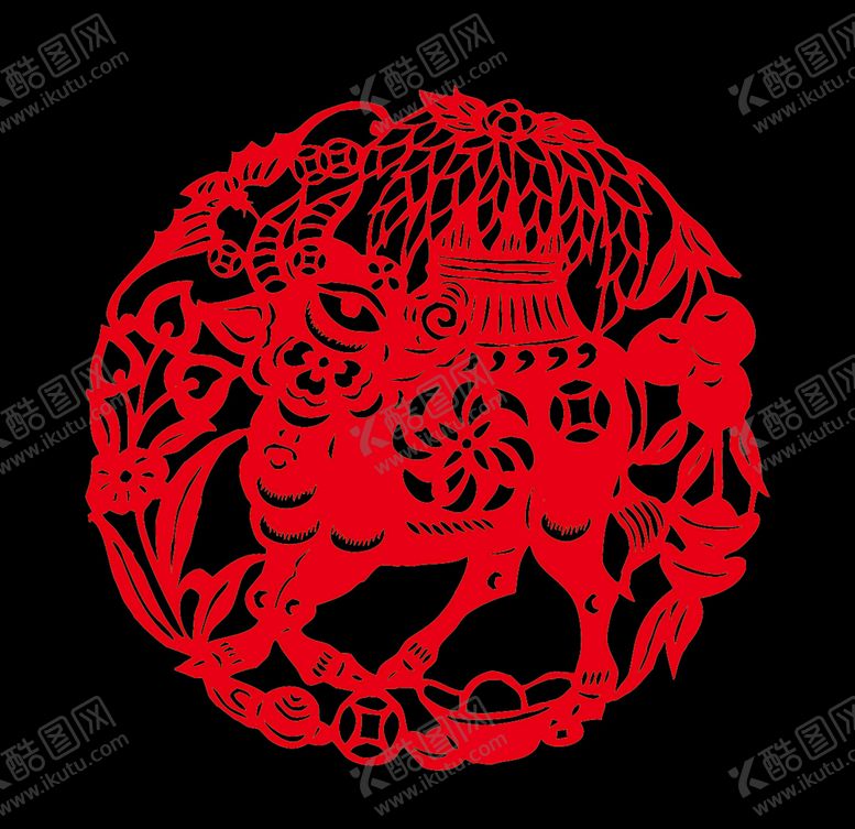 编号：98951910111928095581【酷图网】源文件下载-牛年剪纸图片