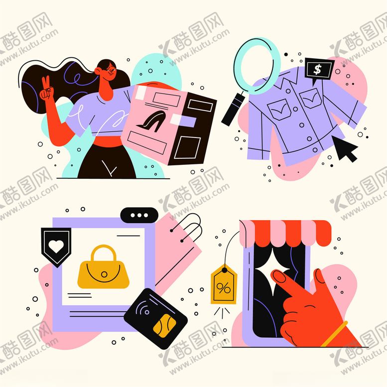 编号：51313711201327533974【酷图网】源文件下载-在线购物场景插画