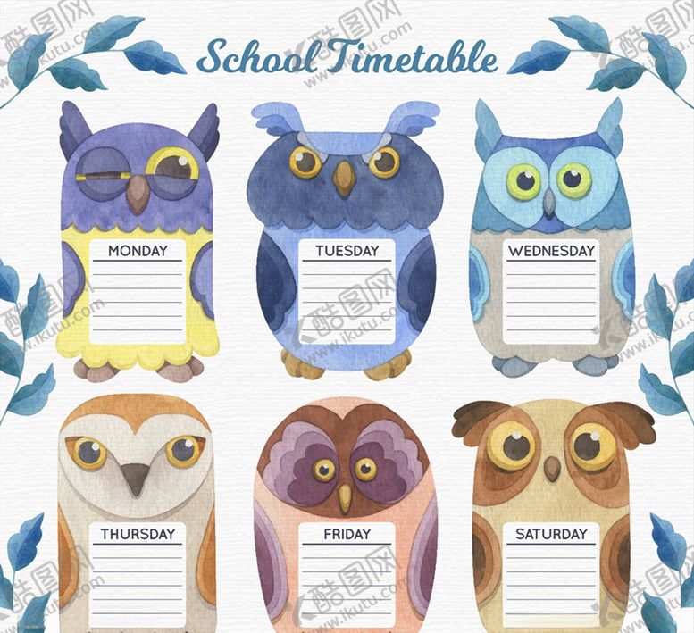 编号：88547509161309141288【酷图网】源文件下载-猫头鹰校园课程表