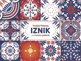 伊兹尼克风格多彩瓷砖图案