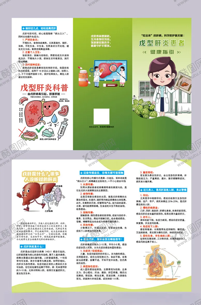 编号：54858305240847387850【酷图网】源文件下载-戊型肝炎科普医疗健康宣传三折