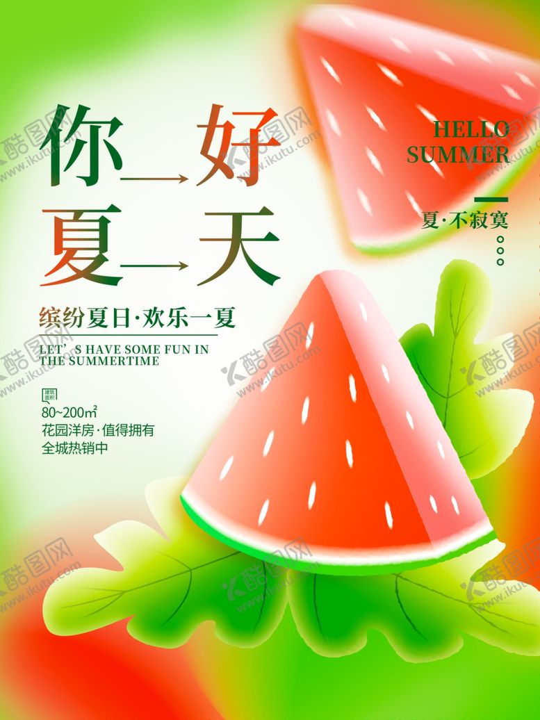 编号：55001505041132196169【酷图网】源文件下载-你好夏天西瓜清新海报