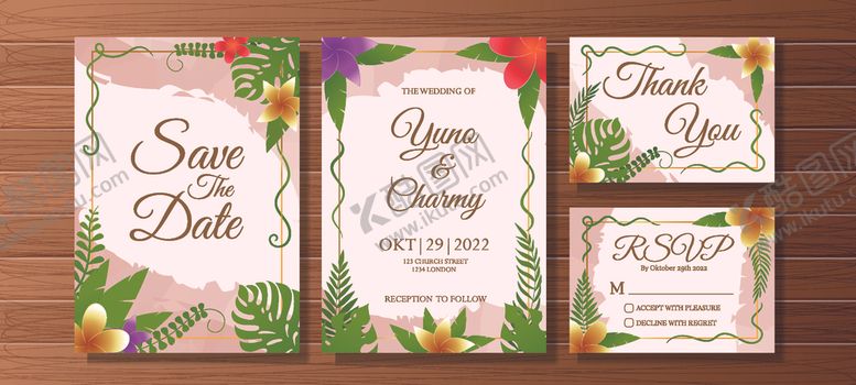 编号：23955111021708024636【酷图网】源文件下载-精美花卉婚礼请柬设计