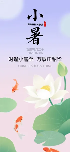 小暑荷花插画海报