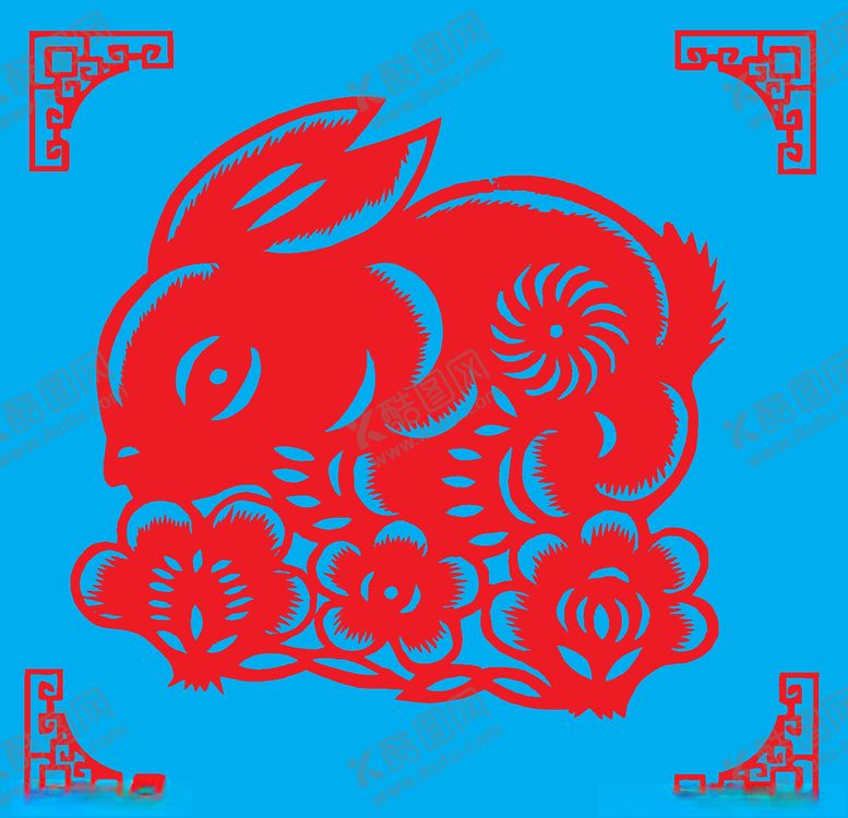 编号：63341710222234515362【酷图网】源文件下载-兔子剪纸