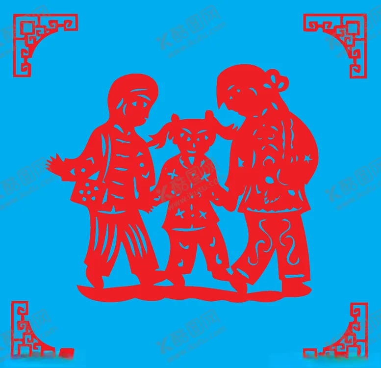 编号：69751905090016308861【酷图网】源文件下载-一家三口剪纸