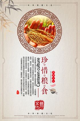 珍惜粮食海报学校堂文明用餐反对铺张浪费宣传