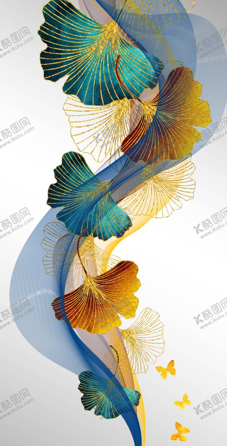 编号：41269010100942059412【酷图网】源文件下载-装饰画 弧线杏叶