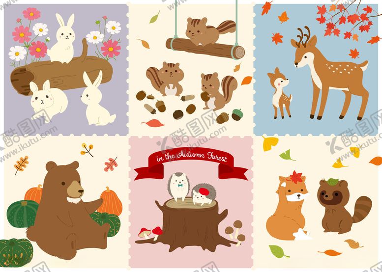 编号：86942611181906035094【酷图网】源文件下载-可爱动物插画集合