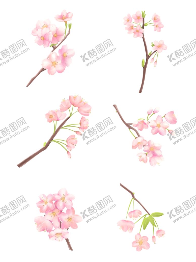 编号：95610909302215325888【酷图网】源文件下载-浪漫粉色樱花手绘水彩小清新春天