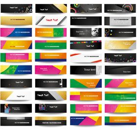 多彩几何风格横幅设计模板