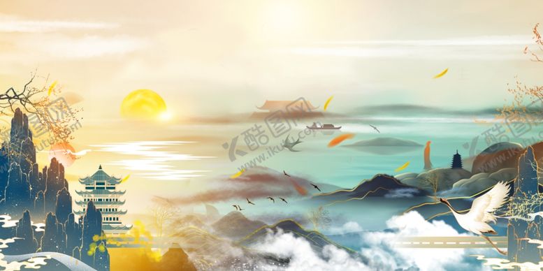 编号：21216111021343083174【酷图网】源文件下载-海上日出景观图