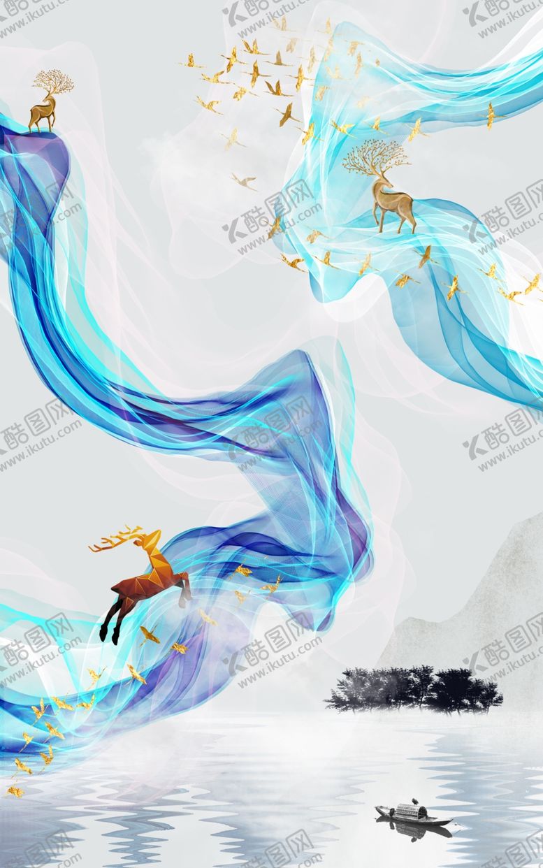 编号：93224111010756318106【酷图网】源文件下载-抽象麋鹿