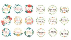 多彩花卉装饰标签集合