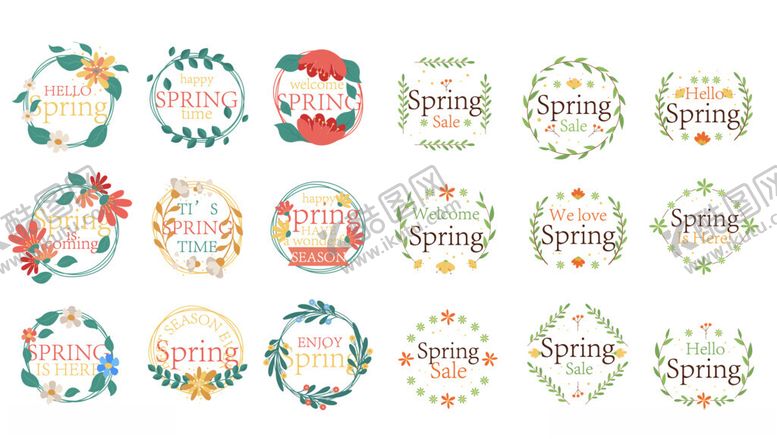 编号：26063304050808458132【酷图网】源文件下载-多彩花卉装饰标签集合