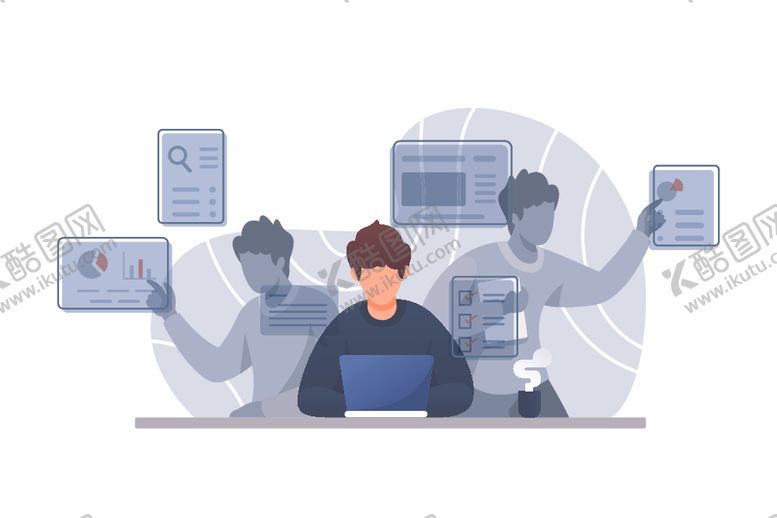 编号：55367809191400226704【酷图网】源文件下载-人物插图扁平办公人物矢量插图