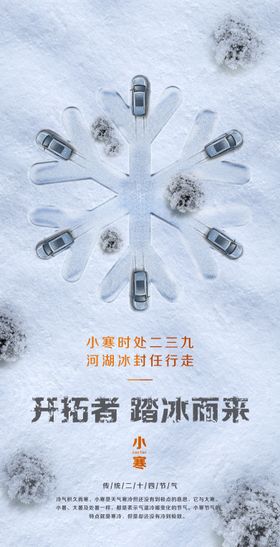 小寒节气海报雪花二十四房地产车位