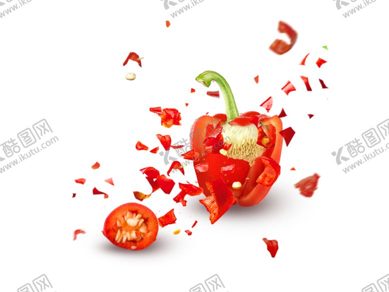 编号：41778609281134092749【酷图网】源文件下载-辣椒食材配料飞溅厨房素材