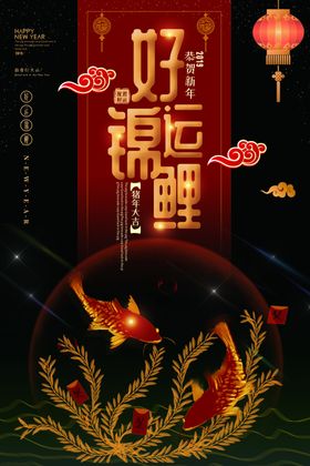 锦鲤抽奖活动复古古风宣传海报