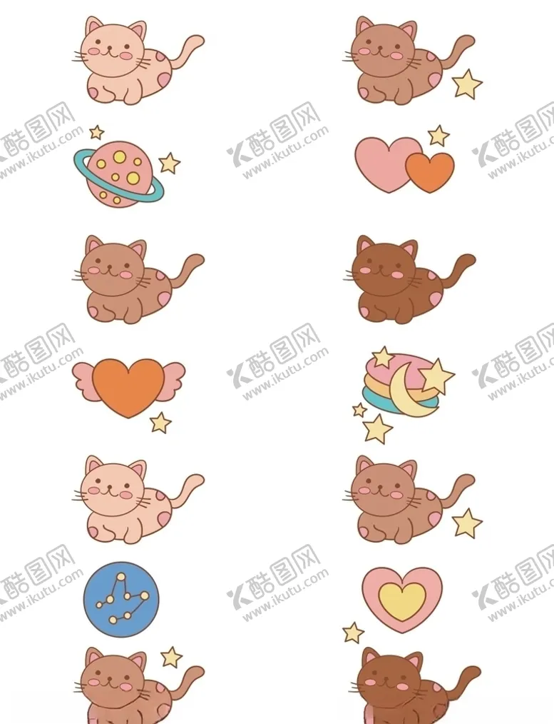 编号：71427503241742321092【酷图网】源文件下载-卡通猫咪分割线插画