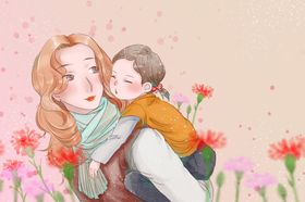母亲节节日卡通插画背景素材