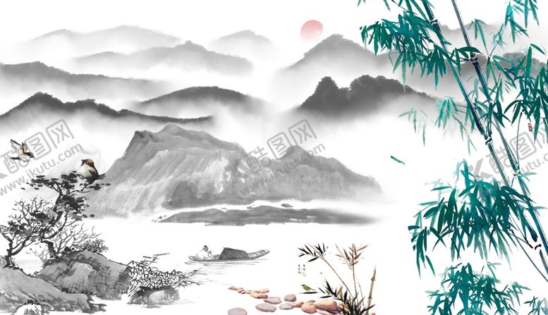 编号：59410211011442453521【酷图网】源文件下载-水墨山水背景
