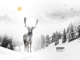 雪地麋鹿手绘挂画