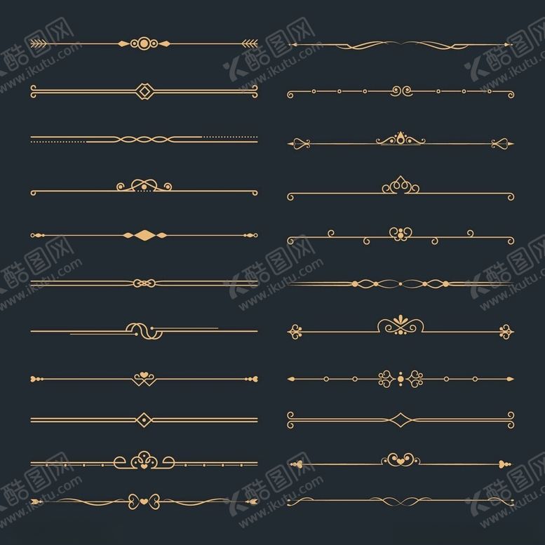 编号：51164004102009133822【酷图网】源文件下载-金色精美装饰线条素材集