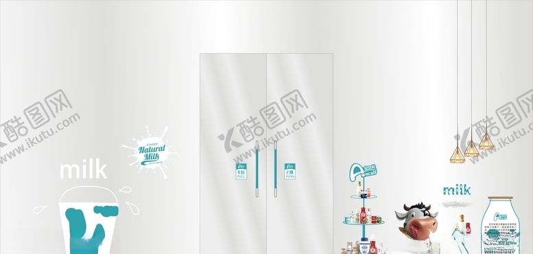 编号：68989105041322304528【酷图网】源文件下载-牛奶的软装橱窗陈列