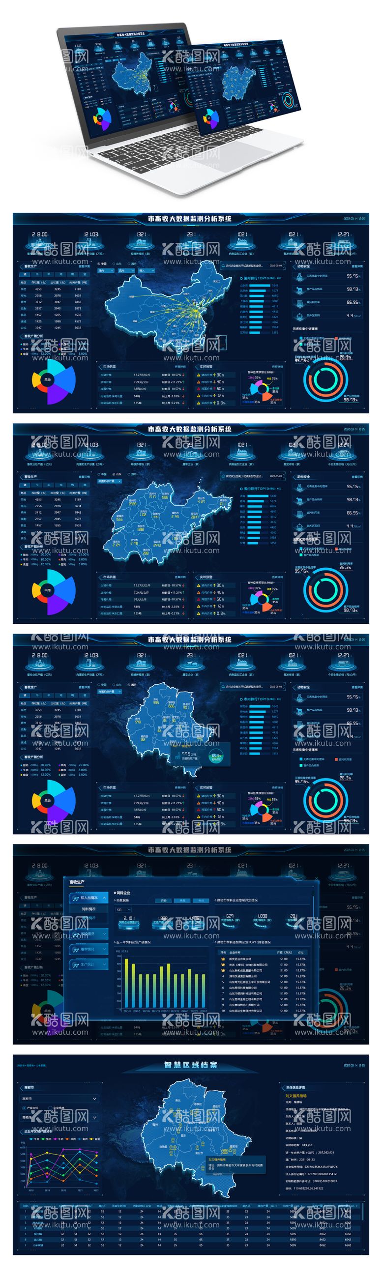 编号：49753111272052026994【酷图网】源文件下载-市畜牧大数据监测分析可视化大屏