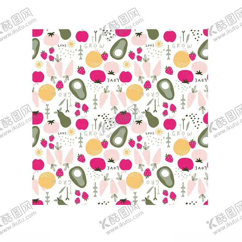 编号：54958301262255039487【酷图网】源文件下载-果蔬卡通印花数码印花循环素材