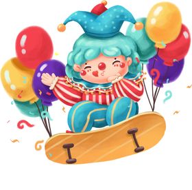 手绘卡通小丑系列免抠套图