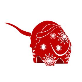 剪纸碎花牛元素