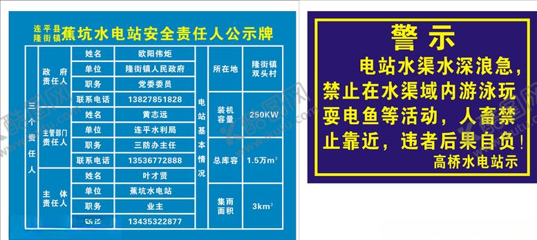 编号：50000907141203599975【酷图网】源文件下载-水电站安全责任人公示牌