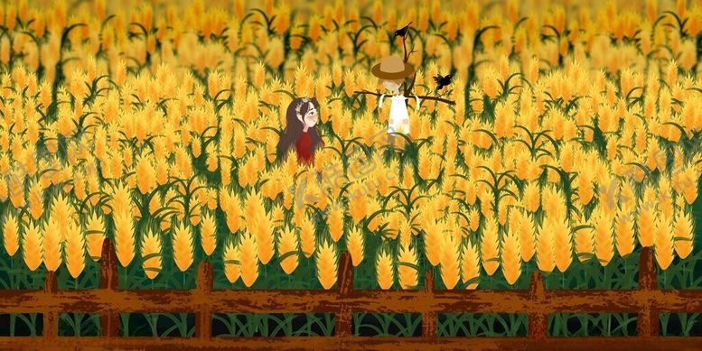 编号：69310811241333051485【酷图网】源文件下载-金色玉米田中的人物景象