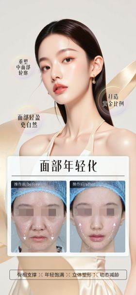 医美面部年轻化案例对比海报