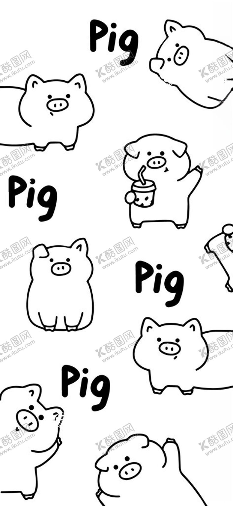 编号：45713001171733483132【酷图网】源文件下载-可爱卡通小猪印花
