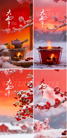 大雪节气中式系列海报