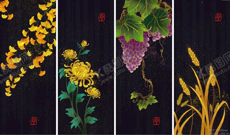 编号：96156910220828287954【酷图网】源文件下载-复古烫金山水画