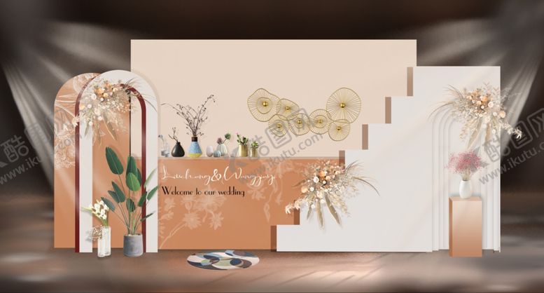 编号：55354010301415048566【酷图网】源文件下载-ins香槟色婚礼效果图