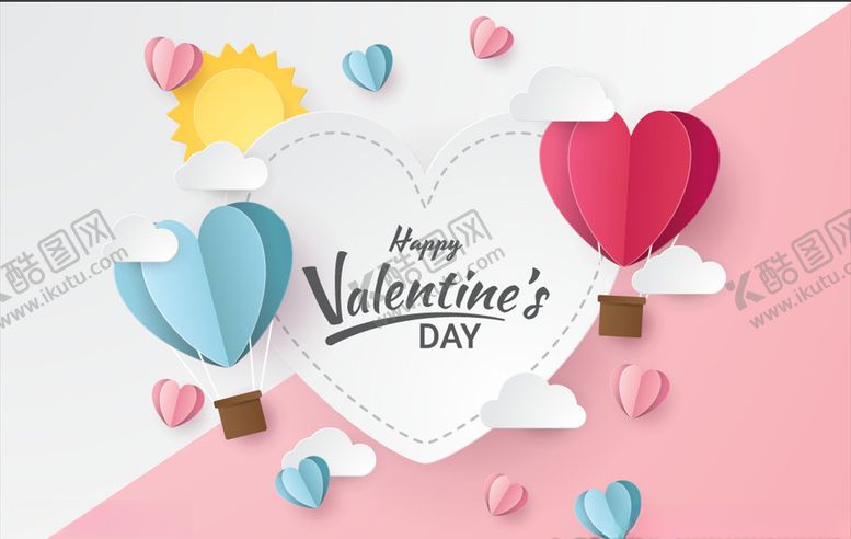 编号：58544509092039365583【酷图网】源文件下载-剪纸风格情人节