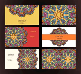 多彩曼陀罗图案卡片设计