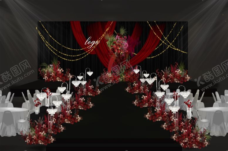 编号：74063711251800326350【酷图网】源文件下载-黑色背景红色布幔造型主舞台