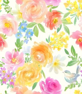 水彩花卉图案色彩缤纷
