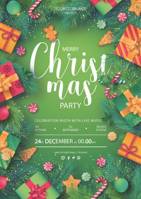 圣诞节素材夜树老爷爷Christmas