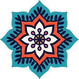 彩色复古花纹透明底免抠图案样式png典杂