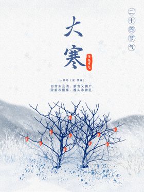 简约水墨二十四节气大寒海报