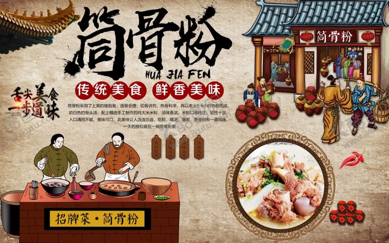 编号：83475609202157219526【酷图网】源文件下载-筒骨粉背景墙