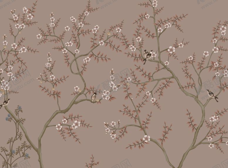 编号：64333312221256554673【酷图网】源文件下载-花鸟背景墙中式背景墙