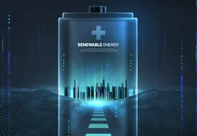 科技感医疗电池与城市景观